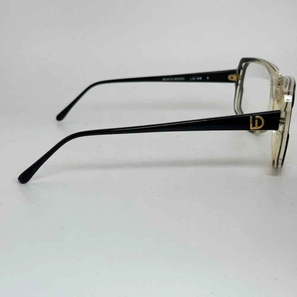 Linea Due Bovesi Design Gold Horn Rim with Black‎ Vintage Rare French H15270